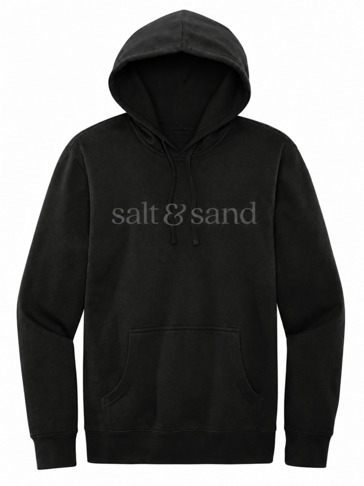 Black Pullover Hoodie with Salt & Sand Text