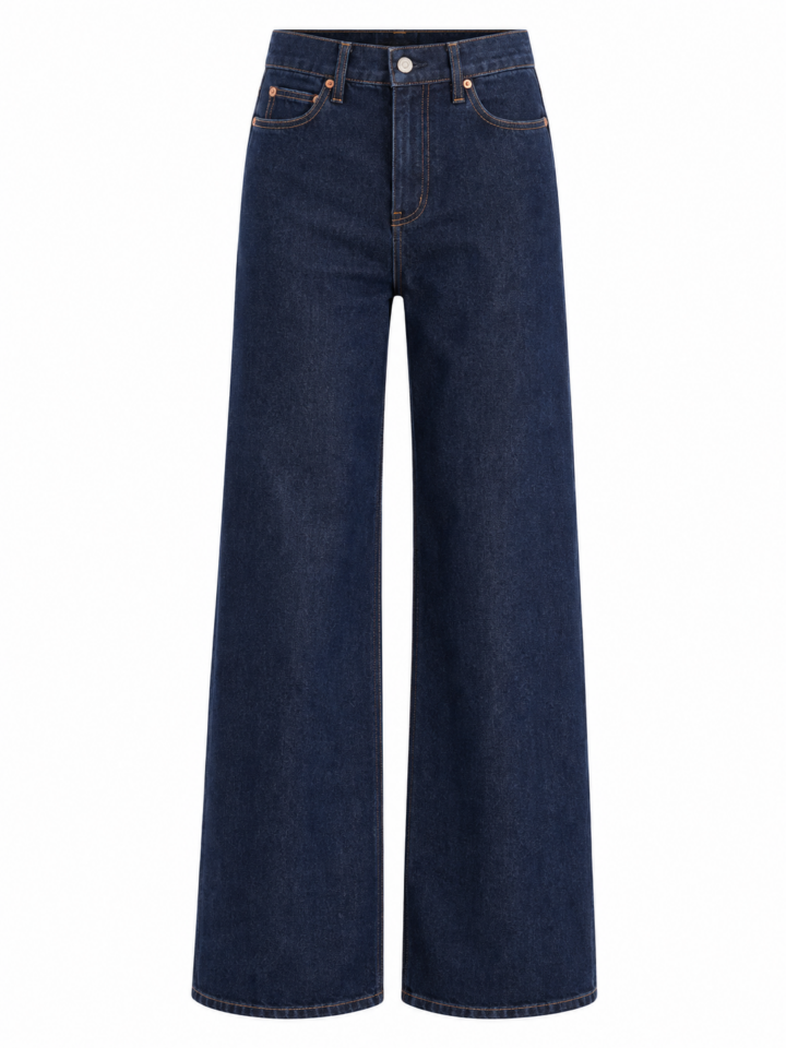 Dark Indigo High-Rise Wide-Leg Flare Jeans