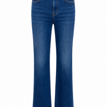 Medium Blue High-Rise Flared Jeans with Faded Thighs