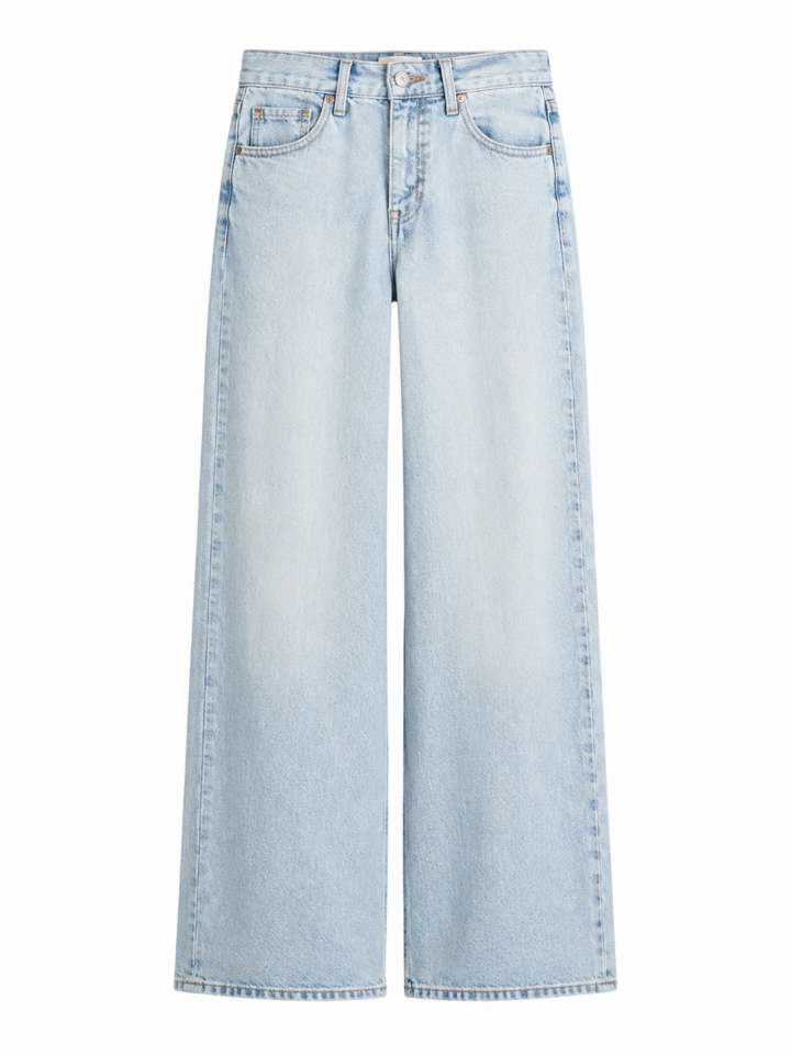 Light Wash High-Rise Wide-Leg Flare Jeans