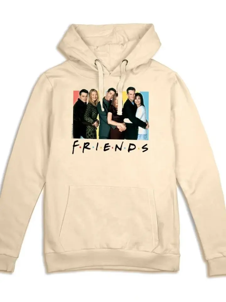 Cream Relaxed Pullover Hoodie with Friends TV Show Graphic