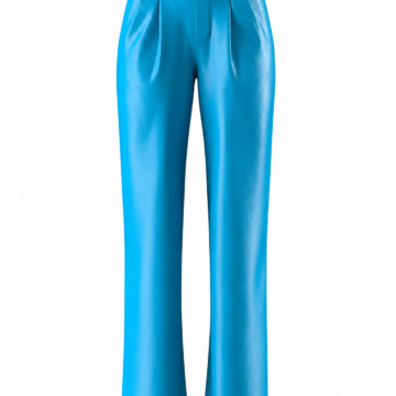 Bright Blue High-Waisted Wide-Leg Pleated Trousers