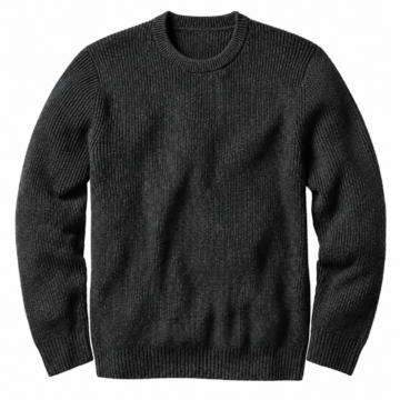 Charcoal Grey Ribbed Crew Neck Knit Sweater