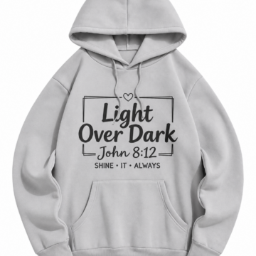 Light Grey Oversized Pullover Hoodie with Graphic Print