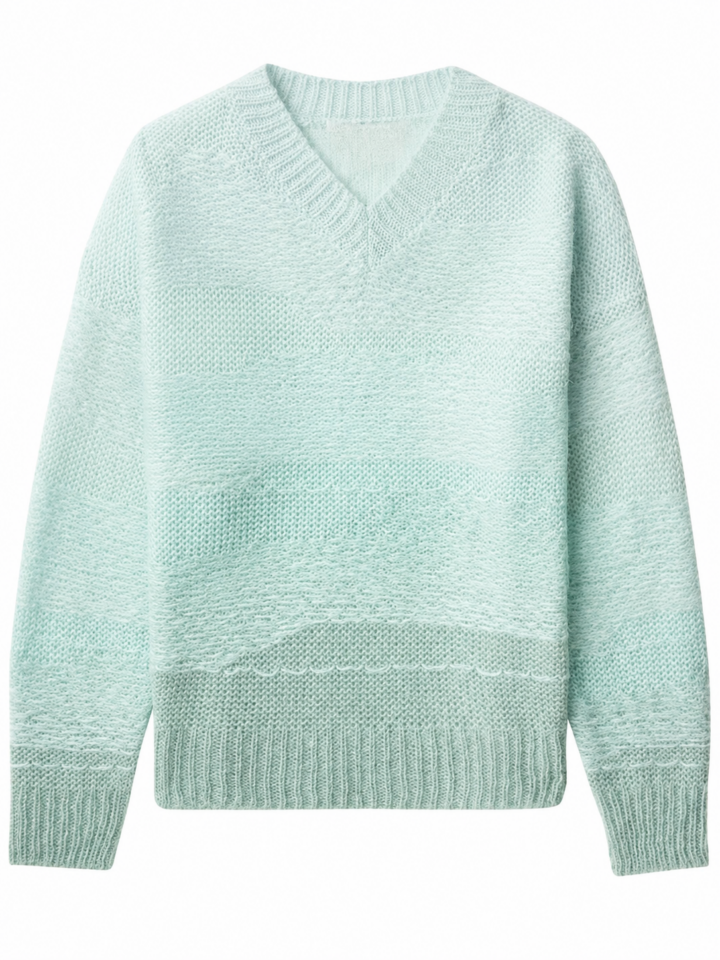 Light Mint Green Oversized V-Neck Sweater