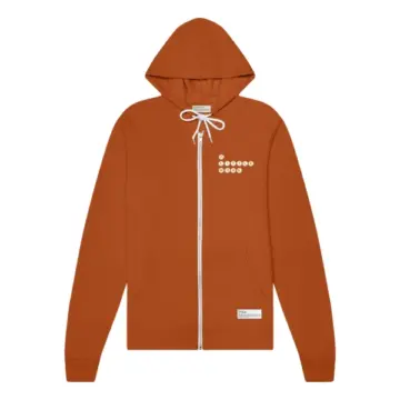 Burnt Orange Full-Zip Hoodie with Drawstring Hood