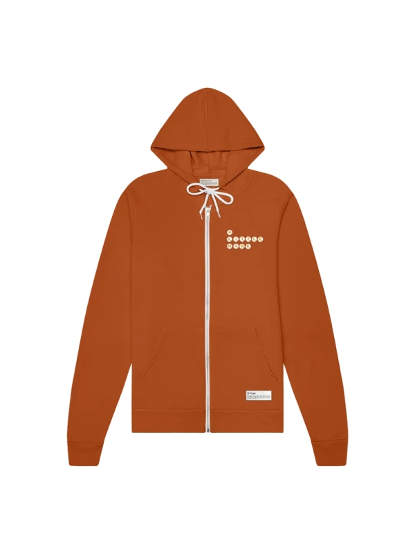 Burnt Orange Full-Zip Hoodie with Drawstring Hood