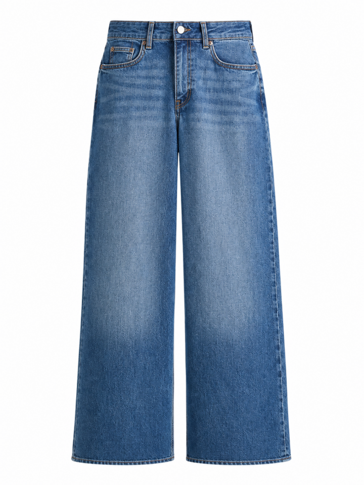 Medium Wash Blue Wide-Leg High-Rise Jeans