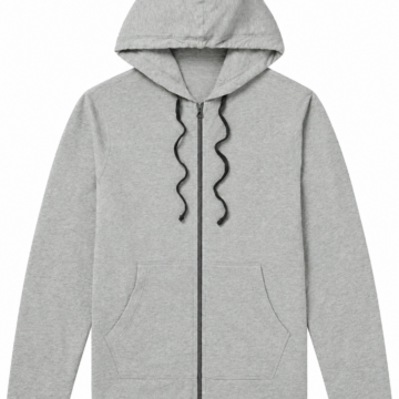 Heather Grey Full-Zip Hoodie with Classic Regular Fit