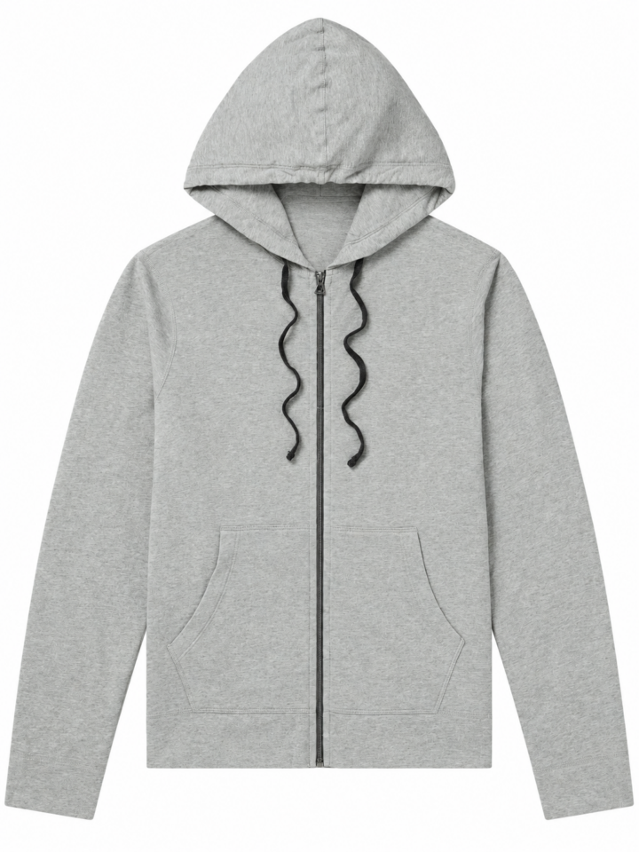 Heather Grey Full-Zip Hoodie with Classic Regular Fit