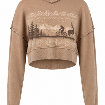 Washed Camel Tan Cropped Graphic Sweatshirt