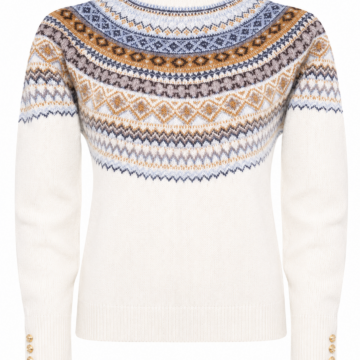 Cream Fair Isle Pattern Crew Neck Knit Sweater
