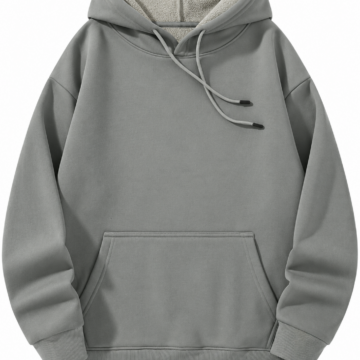 Solid Grey Oversized Pullover Hoodie with Kangaroo Pocket