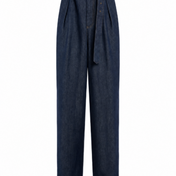 High-Rise Wide-Leg Jeans with Pleats and Self-Tie Belt