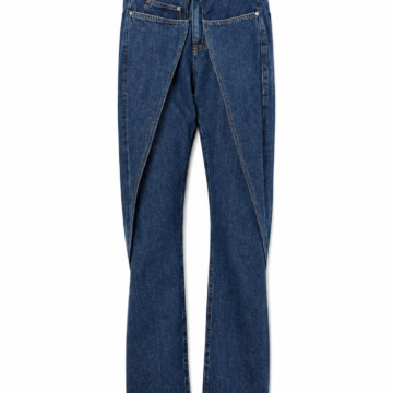 Dark Wash Distressed Straight Leg Jeans with Paneled Seams