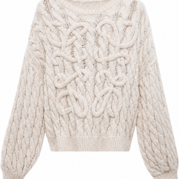 Off-White Chunky Cable Knit Crewneck Sweater