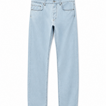 Light Blue Straight Leg Jeans with Classic Five-Pocket Styling
