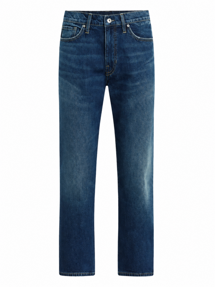 Medium Wash Straight Leg Jeans with Subtle Fade